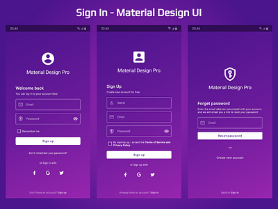 Android Sign In UI Mobile Design