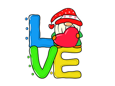 Gnome and love. branding design gnome and love. icon illustration logo love typography valentine day vector