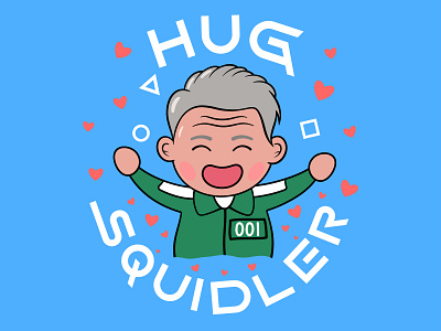 Hug Squidler design graphic design illustration logo old man print squidgame t shirt typography vector