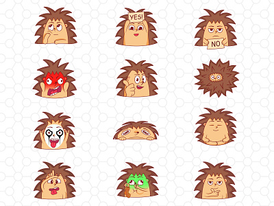 Stickers with a hedgehog anger design emotions hedgehog illustration logo ok sadness stikers stink typography vector