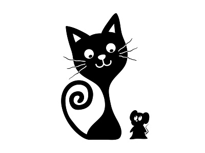 Сats and mice adobe black bw cat design friends illustration illustrator logo mouse painting print typography vector white