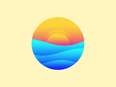 Waves & Sun color gradiente illustration ilustración sun sunset vector
