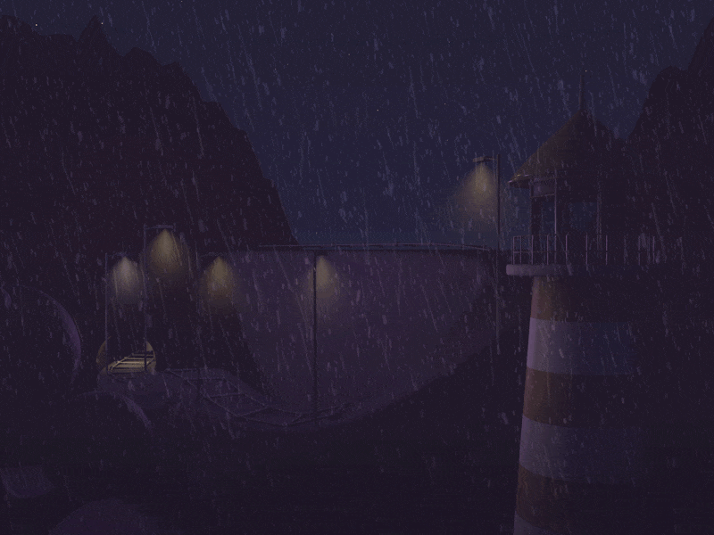 Rain Night 3d，c4d，gif animation，exercises