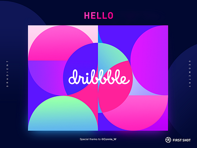 First Shot hello dribbble debut design dribbble ball first shot geometric gradient graphic hello dribbble invitation pink ui