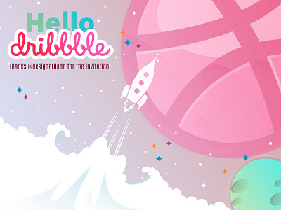 Hello dribbble! debut dribbble first hello illustration pink shot thanks