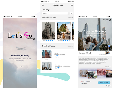 Travel app app design graphic design