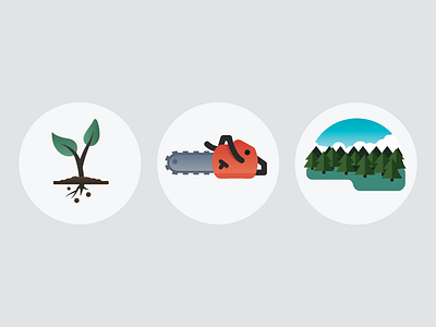 Woodland icons chainsaw forest icon pine plant woods