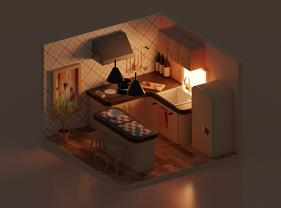 Kitchen x Blender. 3d blender illustration