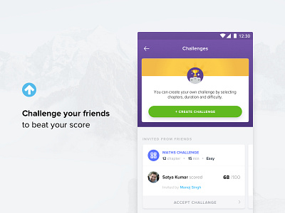 Challenges feature on Mobile - Toppr app challenges design exam friends mobile product student test toppr ui ux