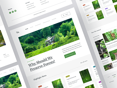 🌲 Natura - Nature News Portal Website animal clean darkmode forest green lightmode news portal slab ui uiux ux website
