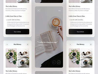 ☕ Coffein - Coffee Article Mobile Apps Design article brown clean coffee historical indie mobileapps slab ui uiuxdesign