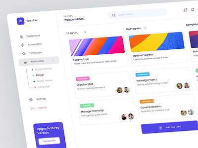 🔮Wumbo - Dashboard Project Collaboration Tool clean collaboration colorful dashboard kanban management picko trello uiux uiuxdesign