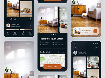 🏨 Hotelier - Hotel & Apartment Mobile Apps apartment apps ar booking brown clean dark darkmode hotel mobile mobileapps modern property slab ui uiuxdesign vr