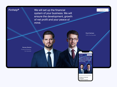 FinHelp blue brand identity business landing page consulting corporate identity data financial infografic interface landing page line minimalism mobile redis ui ux webflow