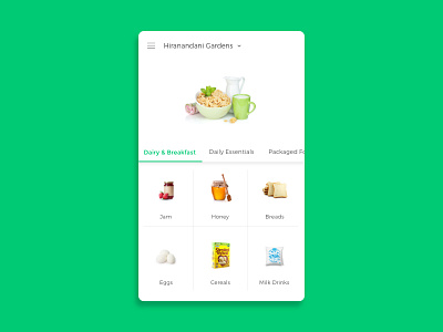 Hello Dribbble! breakfast cart categories dairy ecommerce green grocery homepage hyperlocal intutive shop shopping