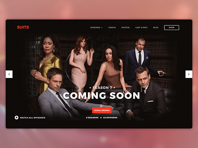 Daily UI #003 Landing Page - SUITS episode landing landing page movies page redesign shows suits ui