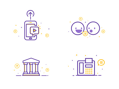 In-App Illustrations advertisement bank contact illustrations in app post purple refer yellow