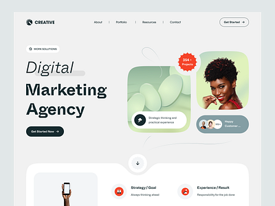 Digital Marketing Agency 3d agency cards clean concept decktop digital forms gradient hero interface landing page light topic marketing product service typography ui ux website