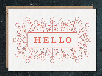 Hello Letterpress Card flowers hello letterpress patterns simple shapes vines