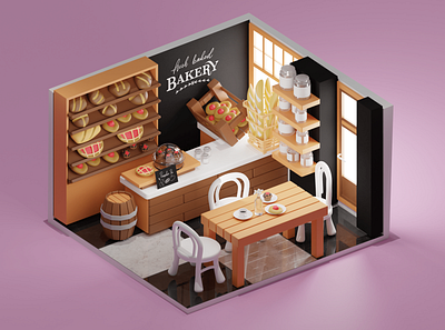 Bakery scene 3d blender graphic design illustration low poly