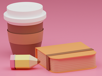 Coffee and Book 3d animation blender branding design graphic design illustration low poly