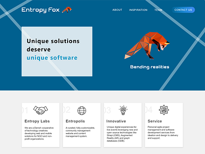 Entropyfox - development company website design. branding colors design illustration ui ux