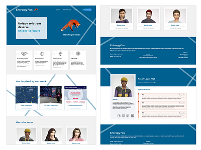 Entropyfox - development company website design. blue branding color schema colors design fox graphic design icon illustration lines logo typography ui vector