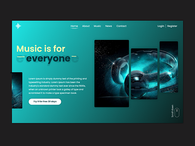Music website design animation branding colors design graphic design icon illustration logo music music web design typography ui ux vector web design