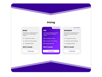 Pricing section for Hololink redesign landing page. branding colors design ui ux vector