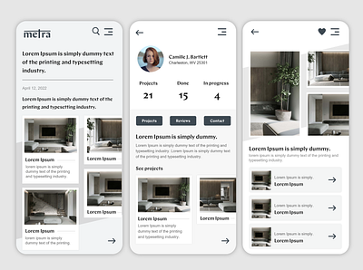 Mobile app design for interior design company animation app app design branding clean app clean design colors design illustration logo mobile app mobile app design typography ui ux