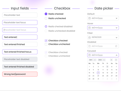 Inputs, checkboxes, date picker dropdown branding checkbox clean design colors design form design forms input typography ui ux