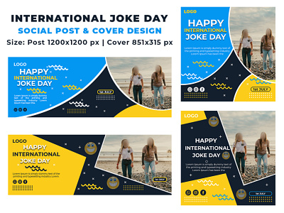 International Joke Day Social Media Design banner design facebook cover design happy joke day design joke day design sign social media kit trending design trending post