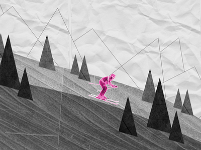 Ski for T-Mobile Thing draw illustration pink ski skull snow vector winter