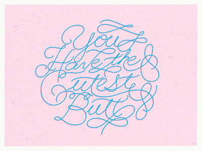 Cutest Butt card draw handlettering illustration pink script valentines