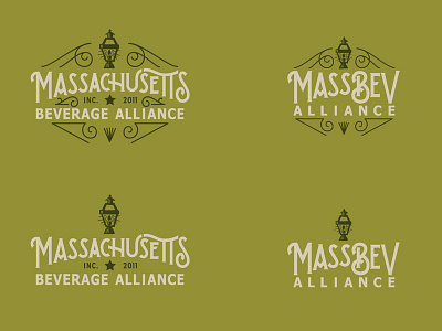 Mass Bev beer green hops illustration lantern lettering logo logotype massachusetts