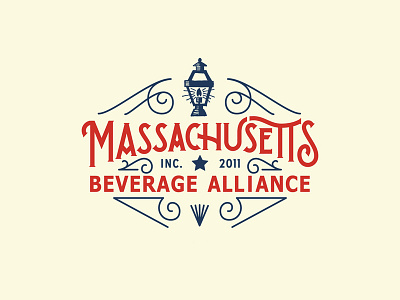 New England beer blue lettering logo logotype massachusetts red white