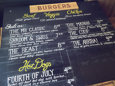 Mainely Burgers Menu