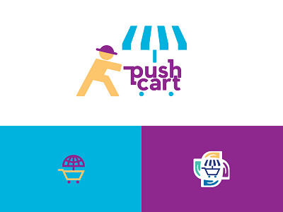 Pushcart Logo Options blue branding cart charity logo online purple shopping