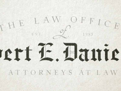 Law Offices blackletter brand identity lawyer logo type