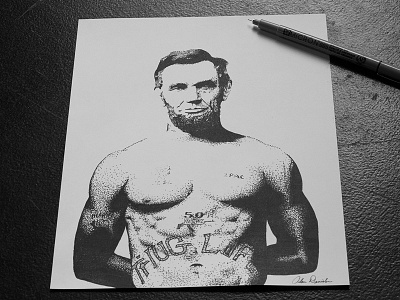 Tupac and Abe abe draw lincoln micron stipple tupac