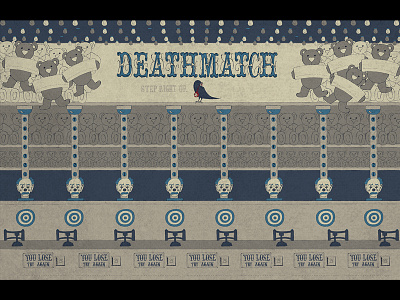 Death Match Poster carnival crow draw illustration poster scary teddy bear