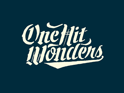 One Hit Wonders baseball hand type handlettering logo logotype retro stencil swoosh vintage