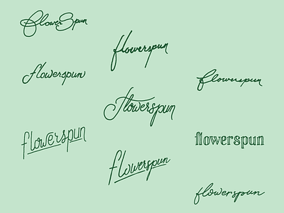 flowerspun Early Exploration feminine flower green logo logotype script type typography
