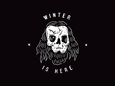 Winter is Here badge game of thrones got illustration jon snow skeleton skull thrones typography white walker winter winter is here