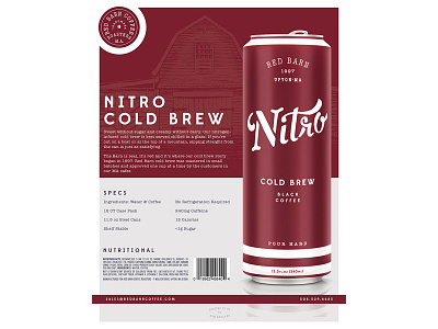 Red Barn Coffee Roasters Nitro Sell Sheet can coffee design illustration nitro packaging red barn sell sheet