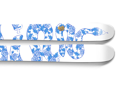 Snake Ski boston floral flower illustration newschoolers rose skeleton ski snake