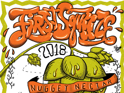 Tröegs First Squeeze Poster beer boston craft beer honey hops illustration juicy nugget orange pennsylvania tröegs typography