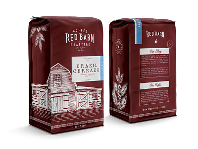 Red Barn Coffee Roasters Bag Draft boston coffee design hopkinton illustration lettering nitro packaging red barn