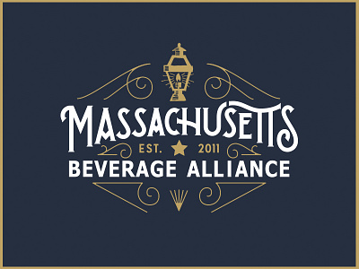 Massachusetts Bev Alliance beacon beer blue boston craft beer lantern logo logotype ornate typography white