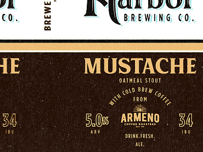 Mustache Stout Cold Harbor Brewing beer boston coffee design lettering logo massachusetts nitro typography vector